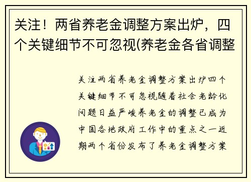 关注！两省养老金调整方案出炉，四个关键细节不可忽视(养老金各省调整方案)