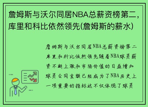 詹姆斯与沃尔同居NBA总薪资榜第二，库里和科比依然领先(詹姆斯的薪水)